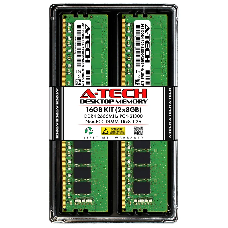 16GB Kit (2 x 8GB) DDR4-2666 (PC4-21300) DIMM SR x8 Desktop Memory RAM