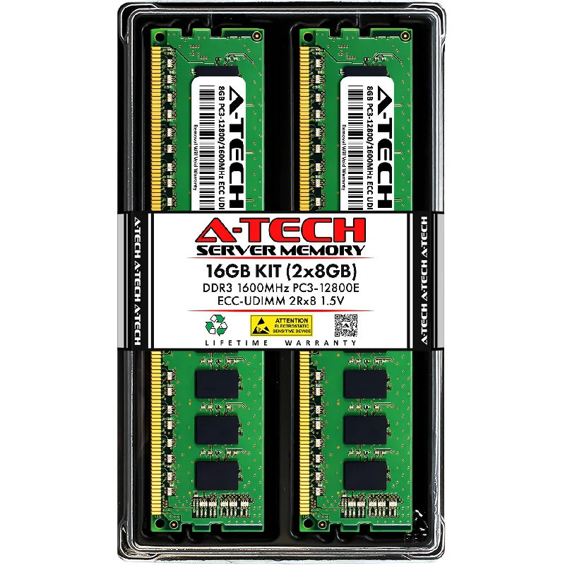 16GB Kit (2 x 8GB) 2Rx8 DDR3-1600 PC3-12800E UDIMM ECC Unbuffered 1.5V 240-Pin Server Memory RAM