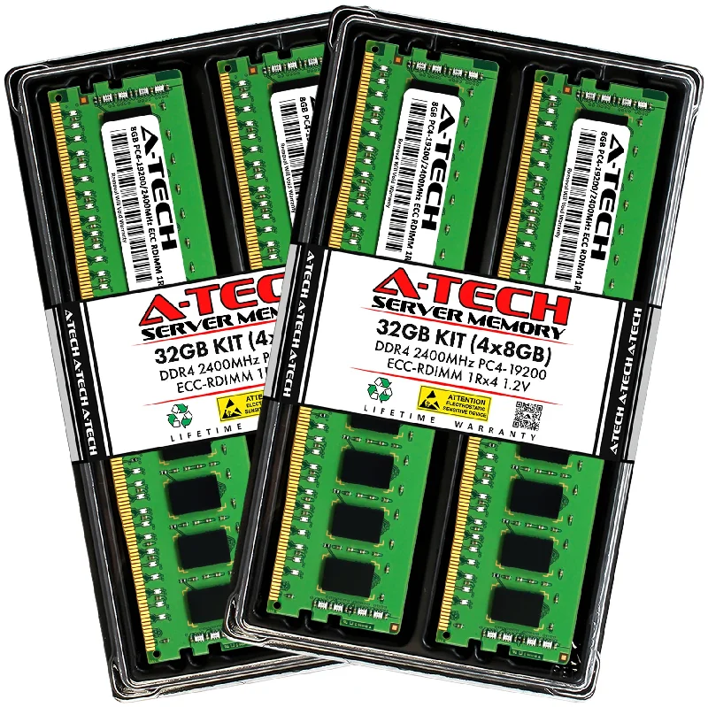 32GB Kit (4 x 8GB) 1Rx4 DDR4-2400 PC4-19200R RDIMM ECC Registered 1.2V 288-Pin Server Memory RAM