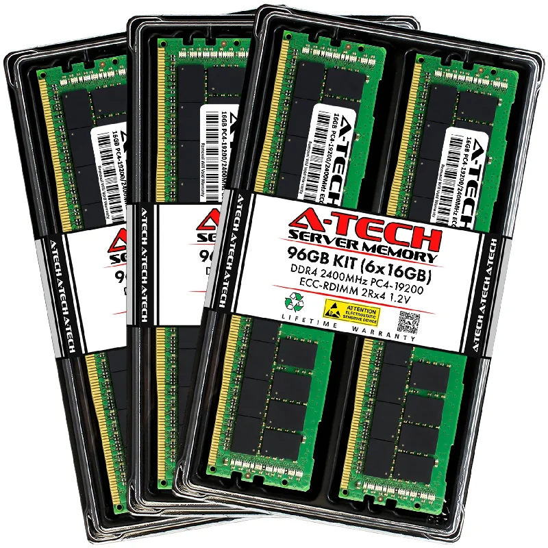 96GB Kit (6 x 16GB) 2Rx4 DDR4-2400 PC4-19200R RDIMM ECC Registered 1.2V 288-Pin Server Memory RAM