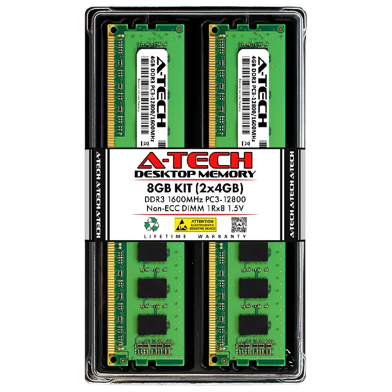 8GB Kit (2 x 4GB) DDR3-1600 (PC3-12800) DIMM SR x8 Desktop Memory RAM