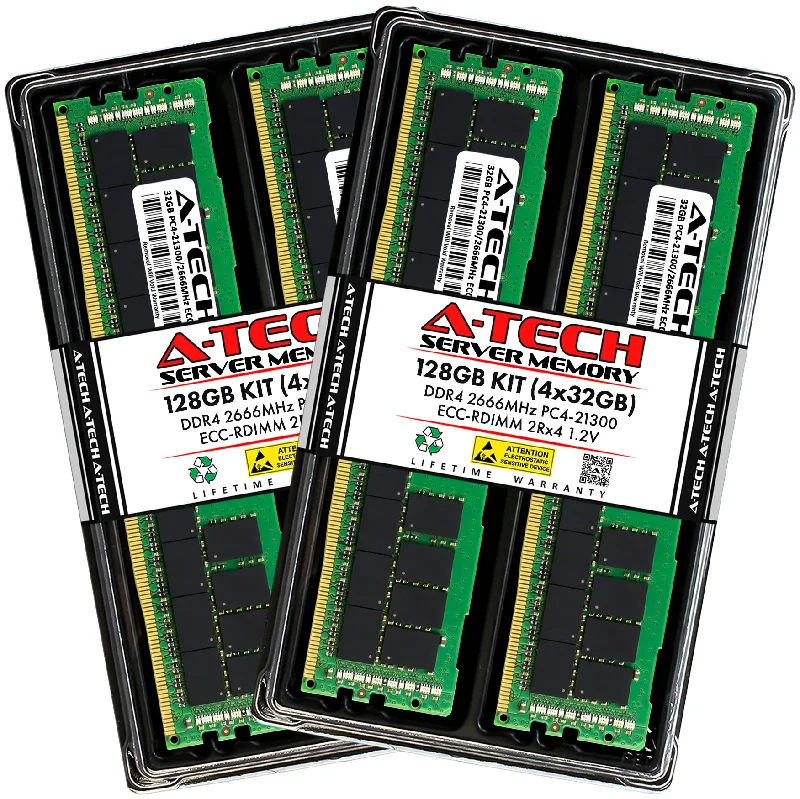 128GB Kit (4 x 32GB) 2Rx4 DDR4-2666 PC4-21300R RDIMM ECC Registered 1.2V 288-Pin Server Memory RAM