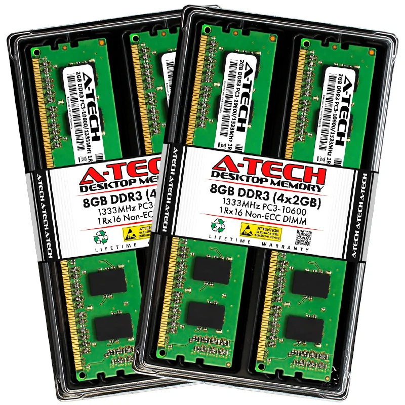 8GB Kit (4 x 2GB) DDR3-1333 (PC3-10600) DIMM SR x16 Desktop Memory RAM