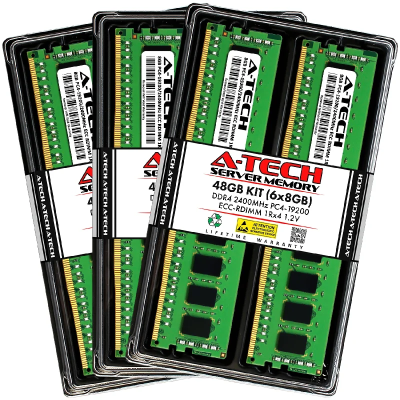 48GB Kit (6 x 8GB) 1Rx4 DDR4-2400 PC4-19200R RDIMM ECC Registered 1.2V 288-Pin Server Memory RAM