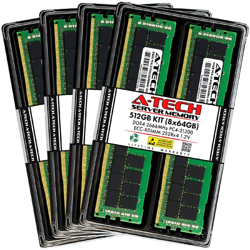 512GB Kit (8 x 64GB) 2S2Rx4 (4Rx4) DDR4-2666 PC4-21300R RDIMM ECC Registered 1.2V 288-Pin Server Memory RAM