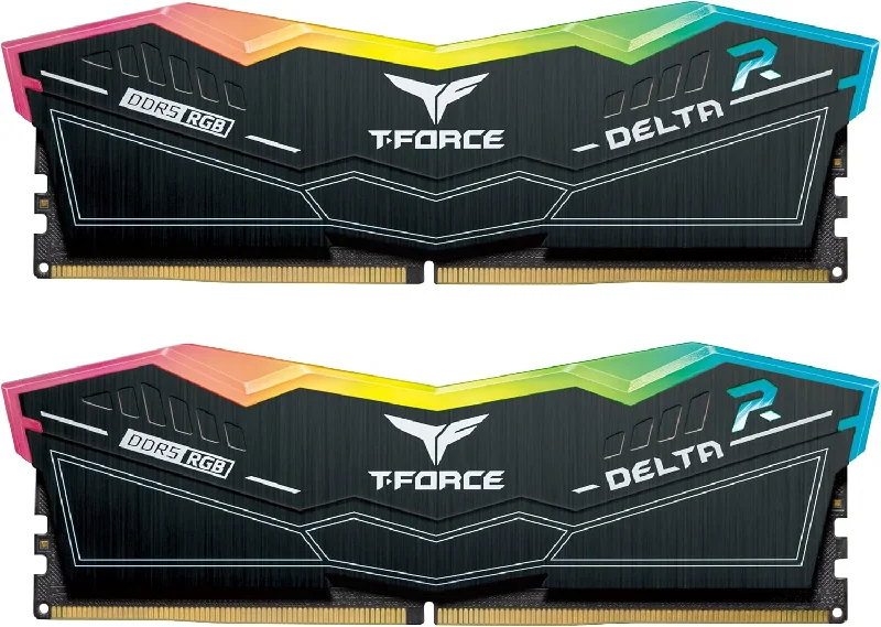 Team T-Force Delta RGB 32GB Kit (2 x 16GB) RAM, DDR5, 7200MHz (PC5-57600), CL34, ECC, XMP 3.0, PMIC, DIMM Memory, Black