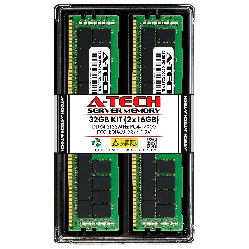 32GB Kit (2 x 16GB) 2Rx4 DDR4-2133 PC4-17000R RDIMM ECC Registered 1.2V 288-Pin Server Memory RAM