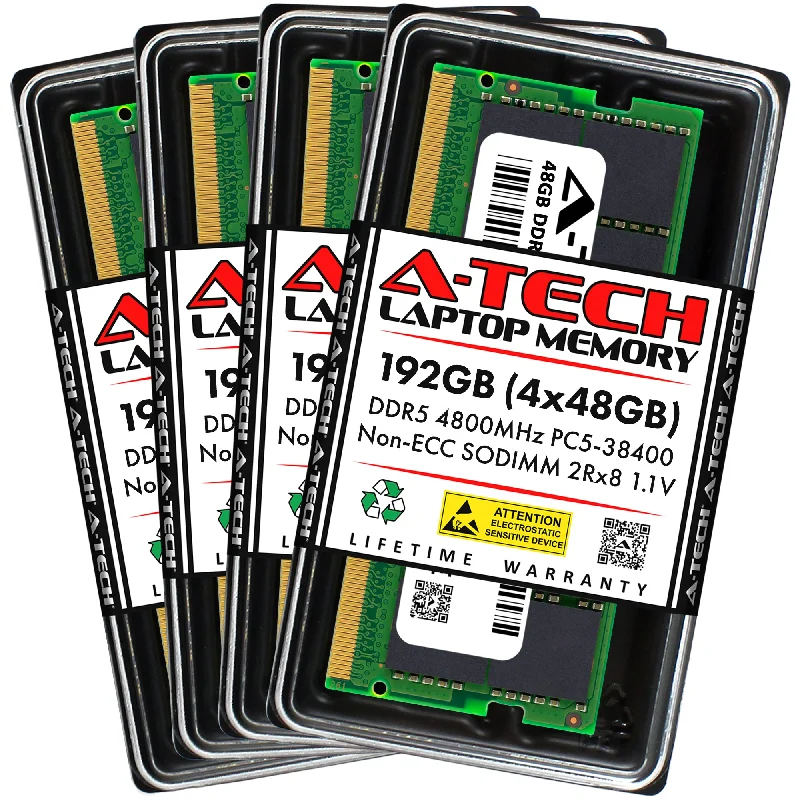 A-Tech 192GB Kit (4x48GB) DDR5-4800 (PC5-38400) SODIMM Laptop Memory RAM