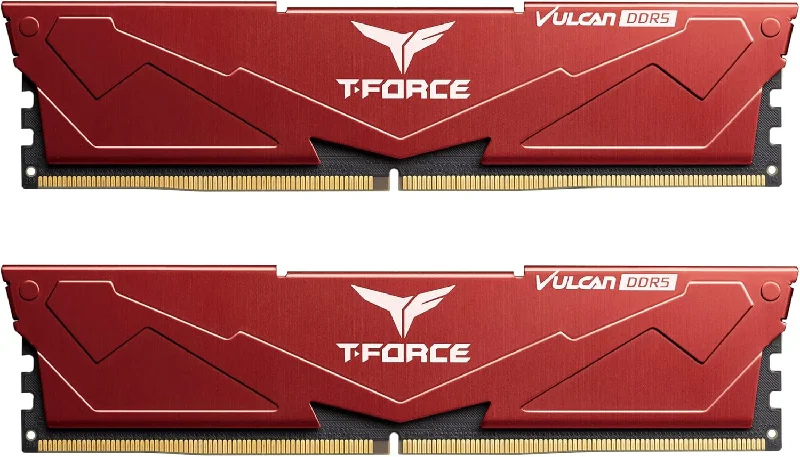 Team T-Force Vulcan 32GB Kit (2 x 16GB) Memory RAM, DDR5, 6000MHz (PC5-48000), DIMM Memory Kit, Red