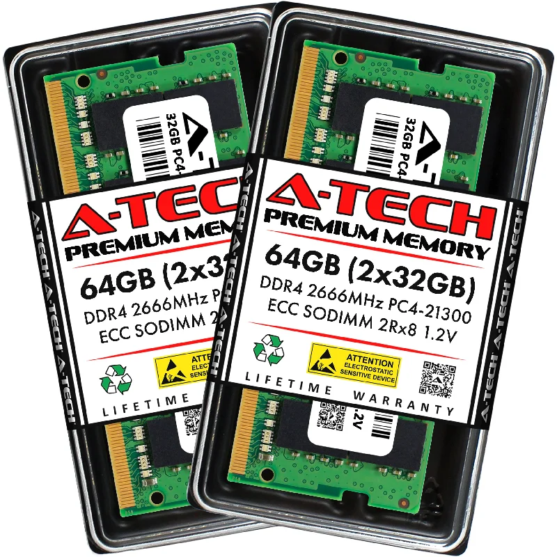 64GB Kit (2 x 32GB) 2Rx8 DDR4-2666 PC4-21300E ECC Unbuffered SODIMM 1.2V 260-Pin Server Memory RAM