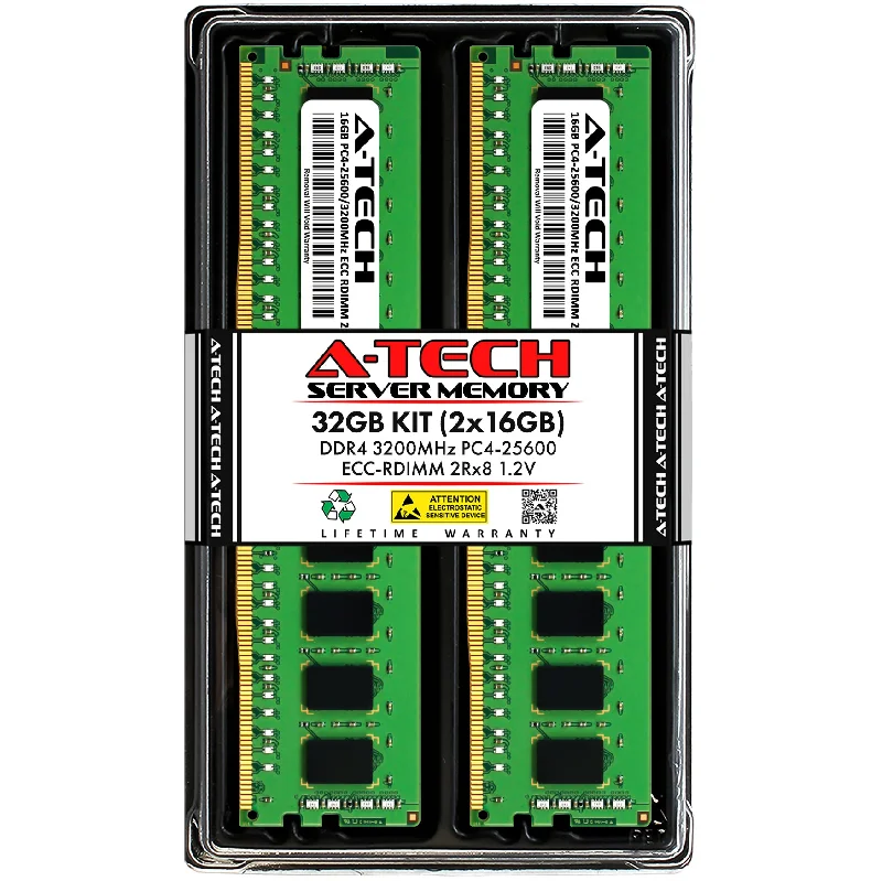 32GB Kit (2 x 16GB) 2Rx8 DDR4-3200 PC4-25600R RDIMM ECC Registered 1.2V 288-Pin Server Memory RAM