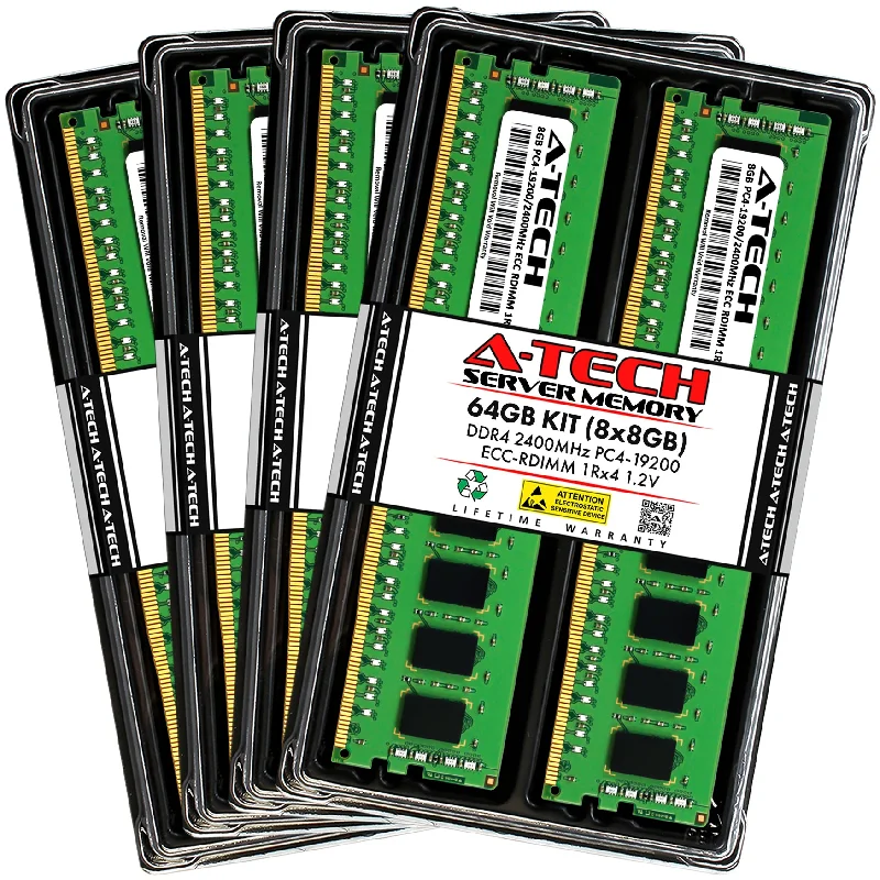 64GB Kit (8 x 8GB) 1Rx4 DDR4-2400 PC4-19200R RDIMM ECC Registered 1.2V 288-Pin Server Memory RAM