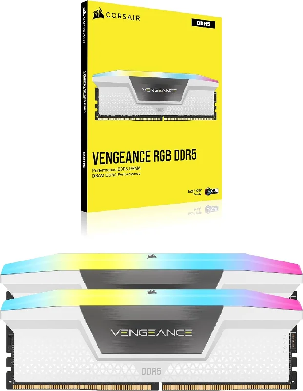 Corsair Vengeance 32GB Desktop Memory RAM RGB White 6000MHz DDR5, 2 x 16GB Memory Kit