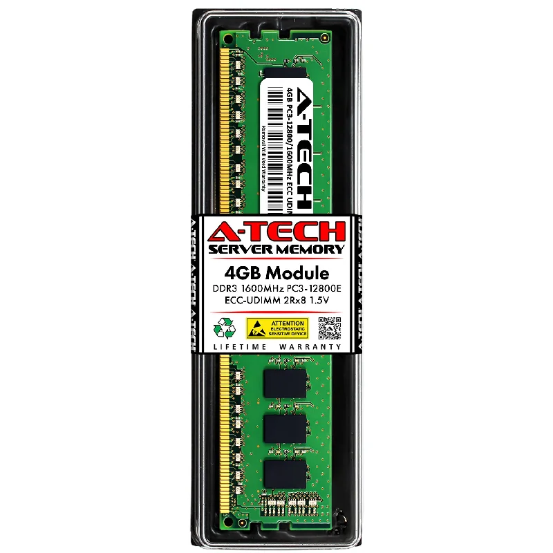 4GB 2Rx8 DDR3-1600 PC3-12800E UDIMM ECC Unbuffered 1.5V 240-Pin Server Memory RAM