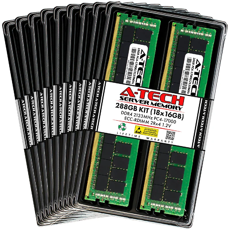 288GB Kit (18 x 16GB) 2Rx4 DDR4-2133 PC4-17000R RDIMM ECC Registered 1.2V 288-Pin Server Memory RAM