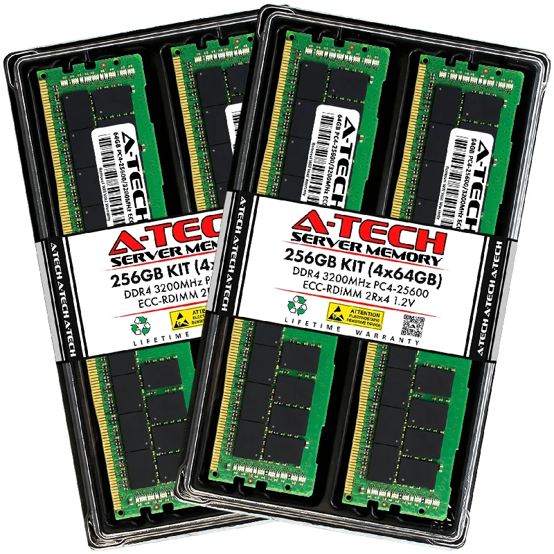 256GB Kit (4 x 64GB) 2Rx4 DDR4-3200 PC4-25600R RDIMM ECC Registered 1.2V 288-Pin Server Memory RAM