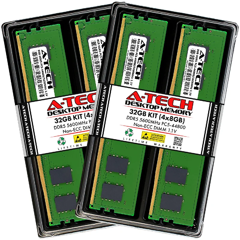 A-Tech 32GB Kit (4x8GB) DDR5 5600MHz (PC5-44800) 288-Pin Non-ECC UDIMM Desktop PC Memory RAM