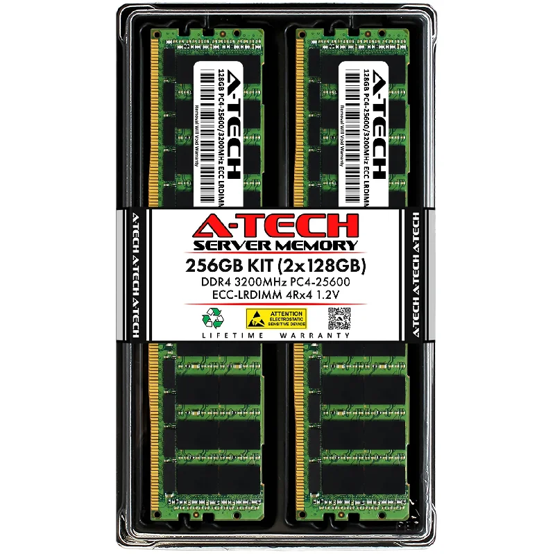 256GB Kit (2 x 128GB) 4Rx4 DDR4-3200 PC4-25600L LRDIMM ECC Load Reduced 1.2V 288-Pin Server Memory RAM