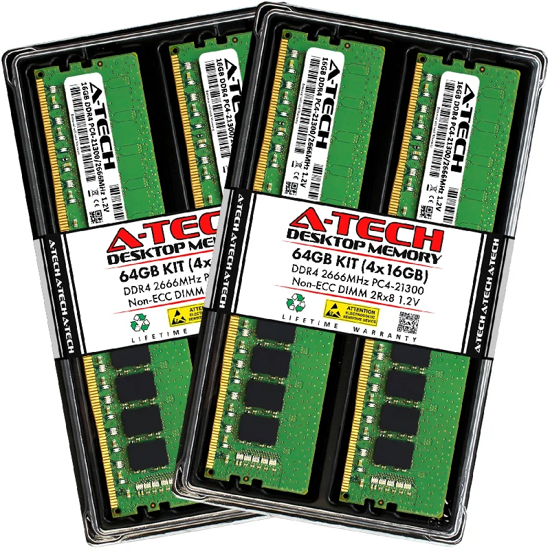 64GB Kit (4 x 16GB) DDR4-2666 (PC4-21300) DIMM DR x8 Desktop Memory RAM