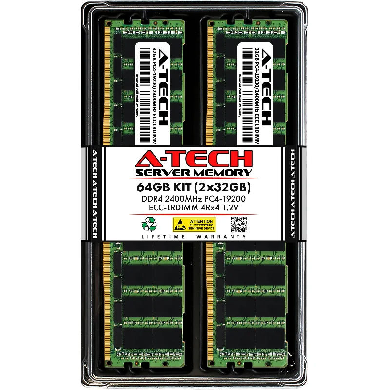 64GB Kit (2 x 32GB) 4Rx4 DDR4-2400 PC4-19200L LRDIMM ECC Load Reduced 1.2V 288-Pin Server Memory RAM