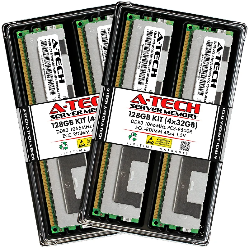 128GB Kit (4 x 32GB) 4Rx4 DDR3-1066 PC3-8500R RDIMM ECC Registered 1.5V 240-Pin Server Memory RAM