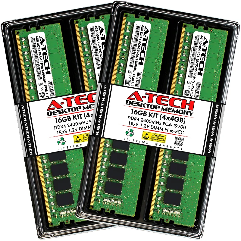 16GB Kit (4 x 4GB) DDR4-2400 (PC4-19200) DIMM SR x8 Desktop Memory RAM