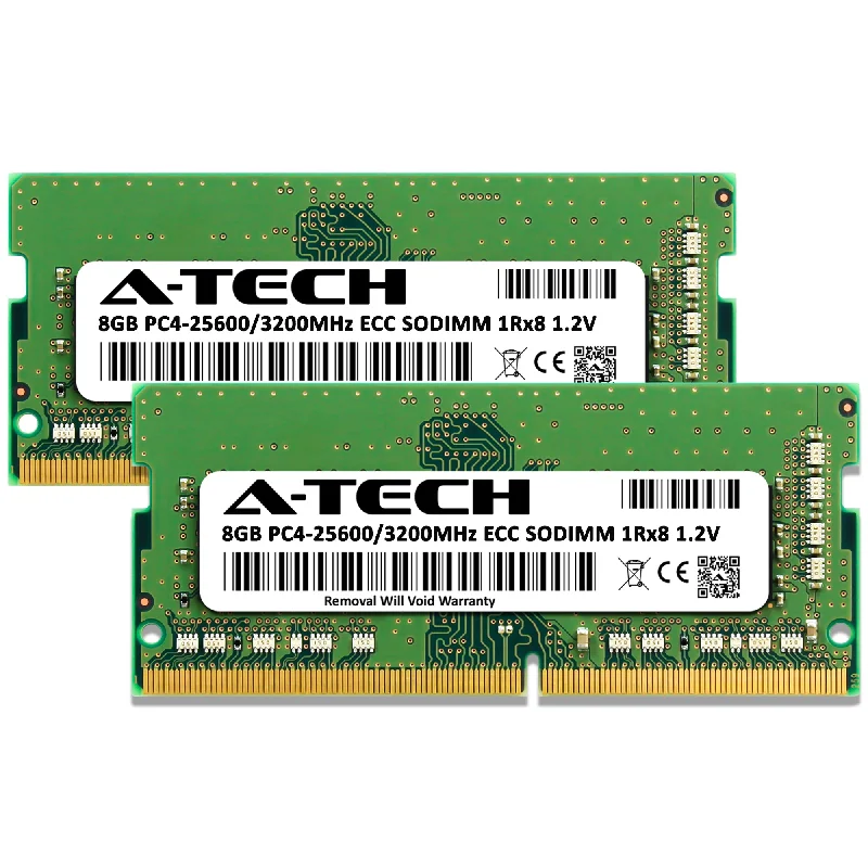 16GB Kit (2 x 8GB) 1Rx8 DDR4-3200 PC4-25600E ECC Unbuffered SODIMM 1.2V 260-Pin Server Memory RAM