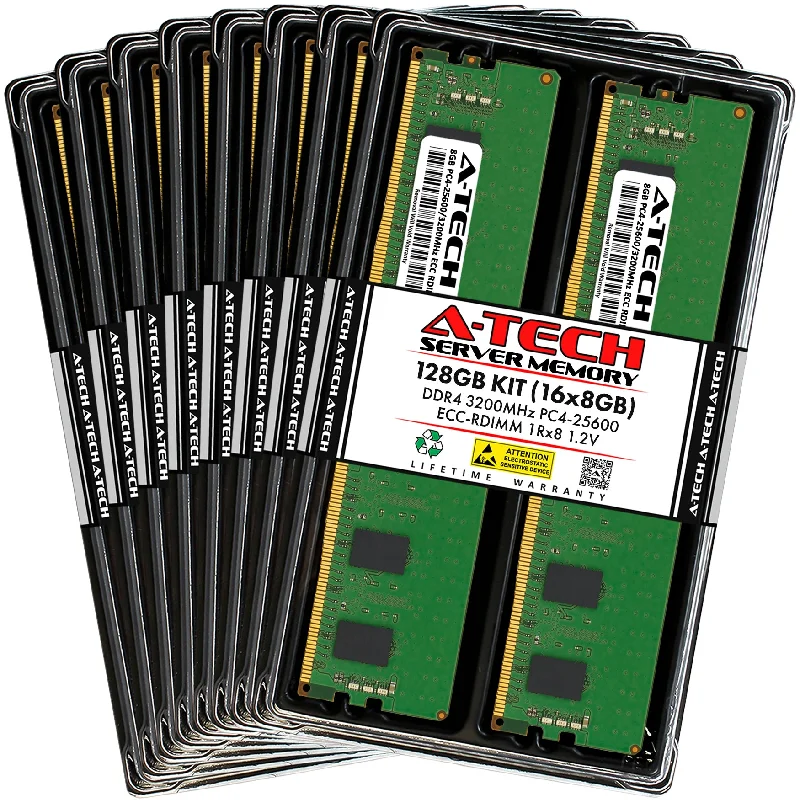 128GB Kit (16 x 8GB) 1Rx8 DDR4-3200 PC4-25600R RDIMM ECC Registered 1.2V 288-Pin Server Memory RAM