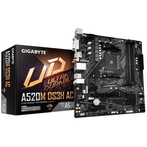 Gigabyte A520M DS3H AC (AM4) Motherboard