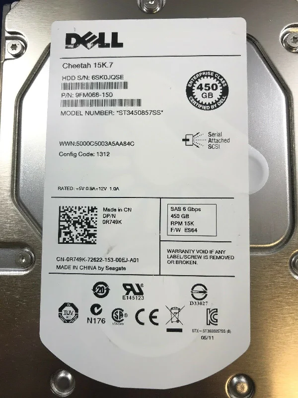 0R749K Dell 450GB 15K SAS Hard Drive