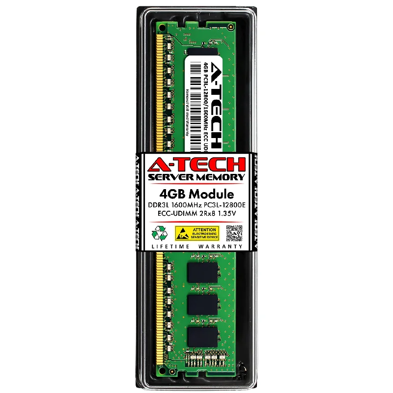 4GB 2Rx8 DDR3-1600 PC3-12800E UDIMM ECC Unbuffered 1.35V 240-Pin Server Memory RAM