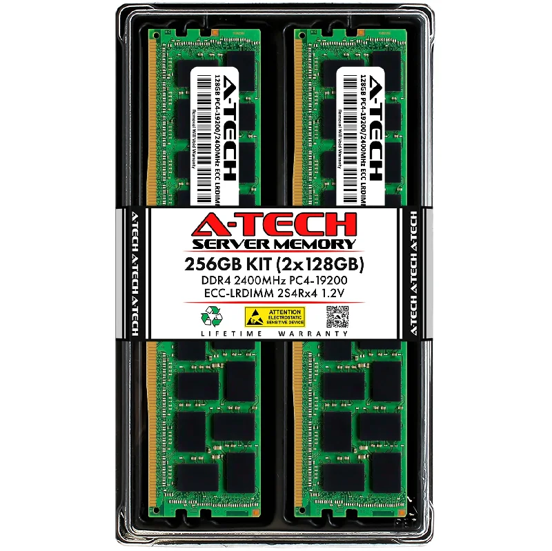 256GB Kit (2 x 128GB) 2S4Rx4 (8Rx4) DDR4-2400 PC4-19200L LRDIMM ECC Load Reduced 1.2V 288-Pin Server Memory RAM