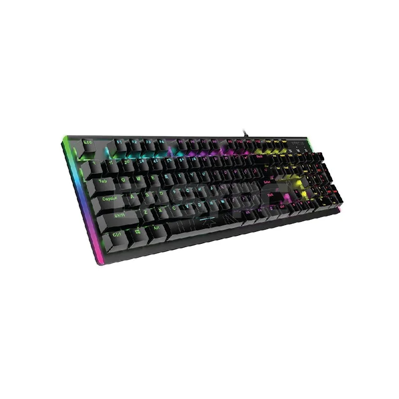 Vertux Comando 104-Key Rainbow-Backlit Blue Switch Anti Ghosting Key Unbreakable Durability Mechanical Gaming Keyboard 17PRO VECO2521