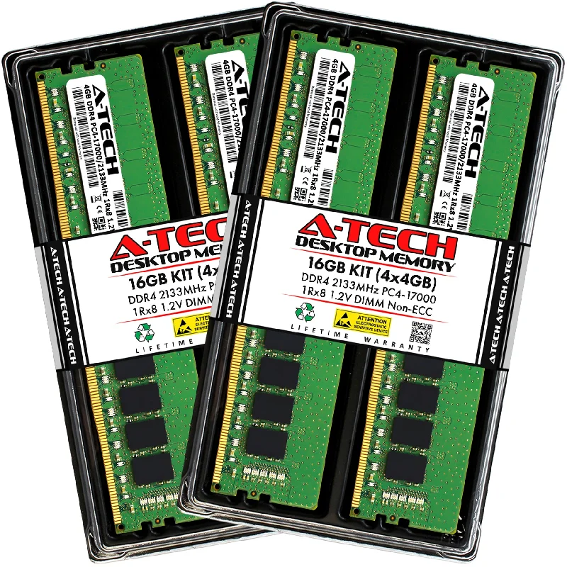 16GB Kit (4 x 4GB) DDR4-2133 (PC4-17000) DIMM SR x8 Desktop Memory RAM