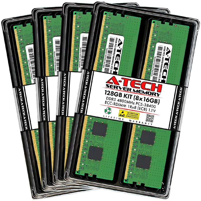 128GB Kit (8 x 16GB) 1Rx8 (EC8) DDR5-4800 PC5-38400R RDIMM ECC Registered 1rx8 Kit 1.1V 288-Pin Server Memory RAM