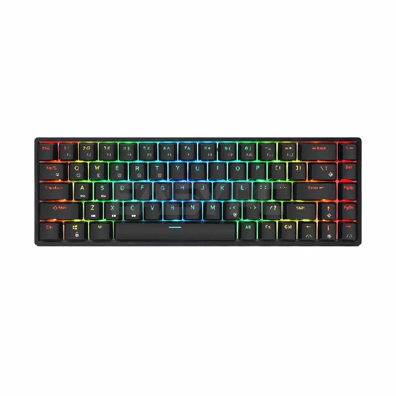 Royal Kludge G68 Full RGB Huano Brown and Blue Switch Black and White Wireless Keyboard