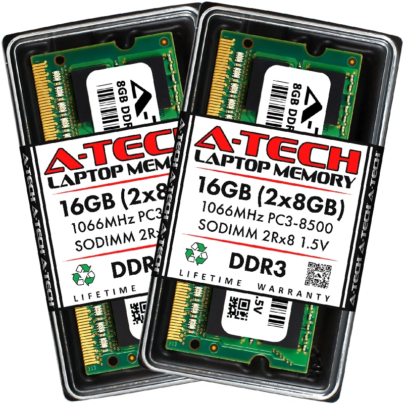 16GB Kit (2 x 8GB) DDR3-1066 (PC3-8500) SODIMM DR x8 Laptop Memory RAM