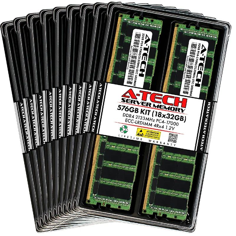 576GB Kit (18 x 32GB) 4Rx4 DDR4-2133 PC4-17000L LRDIMM ECC Load Reduced 1.2V 288-Pin Server Memory RAM