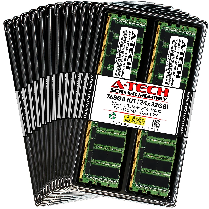 768GB Kit (24 x 32GB) 4Rx4 DDR4-2133 PC4-17000L LRDIMM ECC Load Reduced 1.2V 288-Pin Server Memory RAM