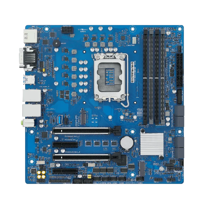 GMB-MQ67010 Industrial Motherboard / Micro-ATX / Intel 14th Gen (Raptor Lake-S + Q670E) / 2x PCIe (x16) / 2x PCIe (x4)